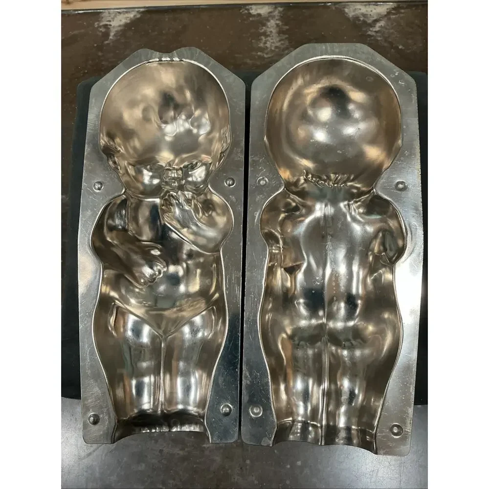 Antique Large Kewpie Chocolate Mold Tin Candy Mold #194 w/ Original Clips